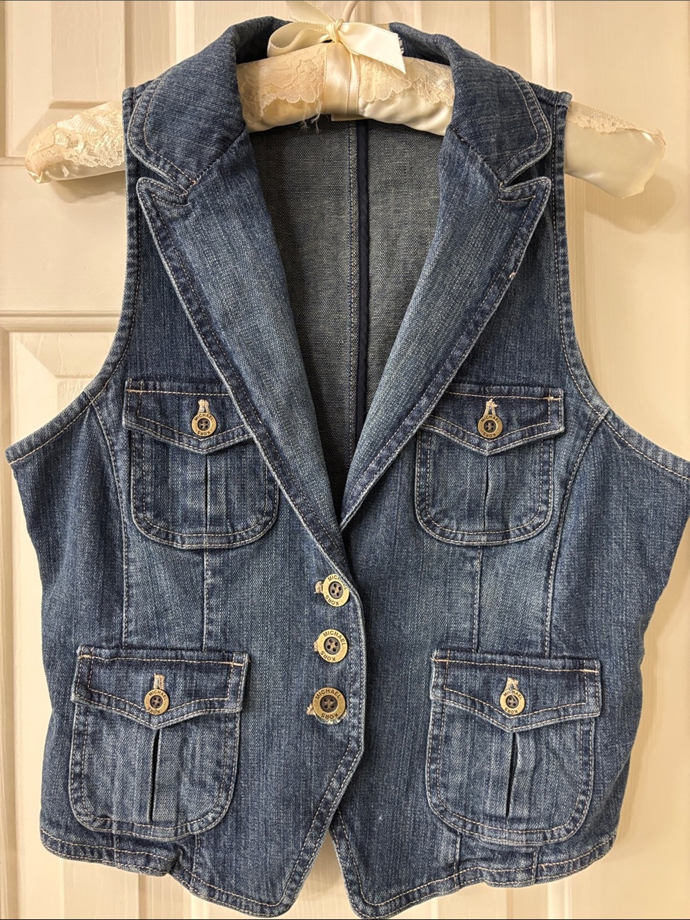 Michael Kors 2 piece Blue Denim Cropped Vest & Jeans